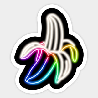 Rainbow Neon Banana Bar Sign Top Left Sticker